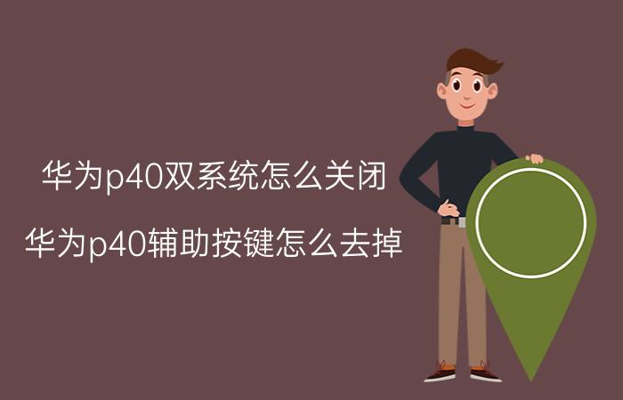 华为p40双系统怎么关闭 华为p40辅助按键怎么去掉？